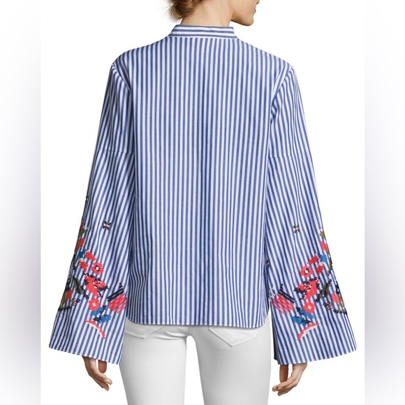 Tanya Taylor
Klara Embroidered Menswear Stripe Top, Blue/White - Picture 2 of 13